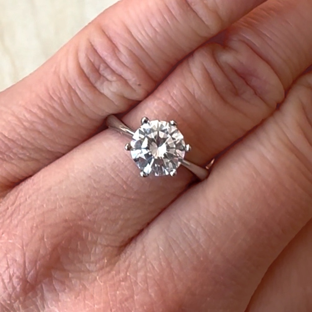 Stainless Steel 2 Carat Simulated Diamond Solitaire Engagement Ring Size 6.5